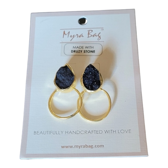 Myra Bag Earrings: Druzy Stone - Picture 2 of 3